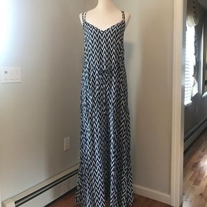 Navy Blue Patterned Gap Maxi Dress